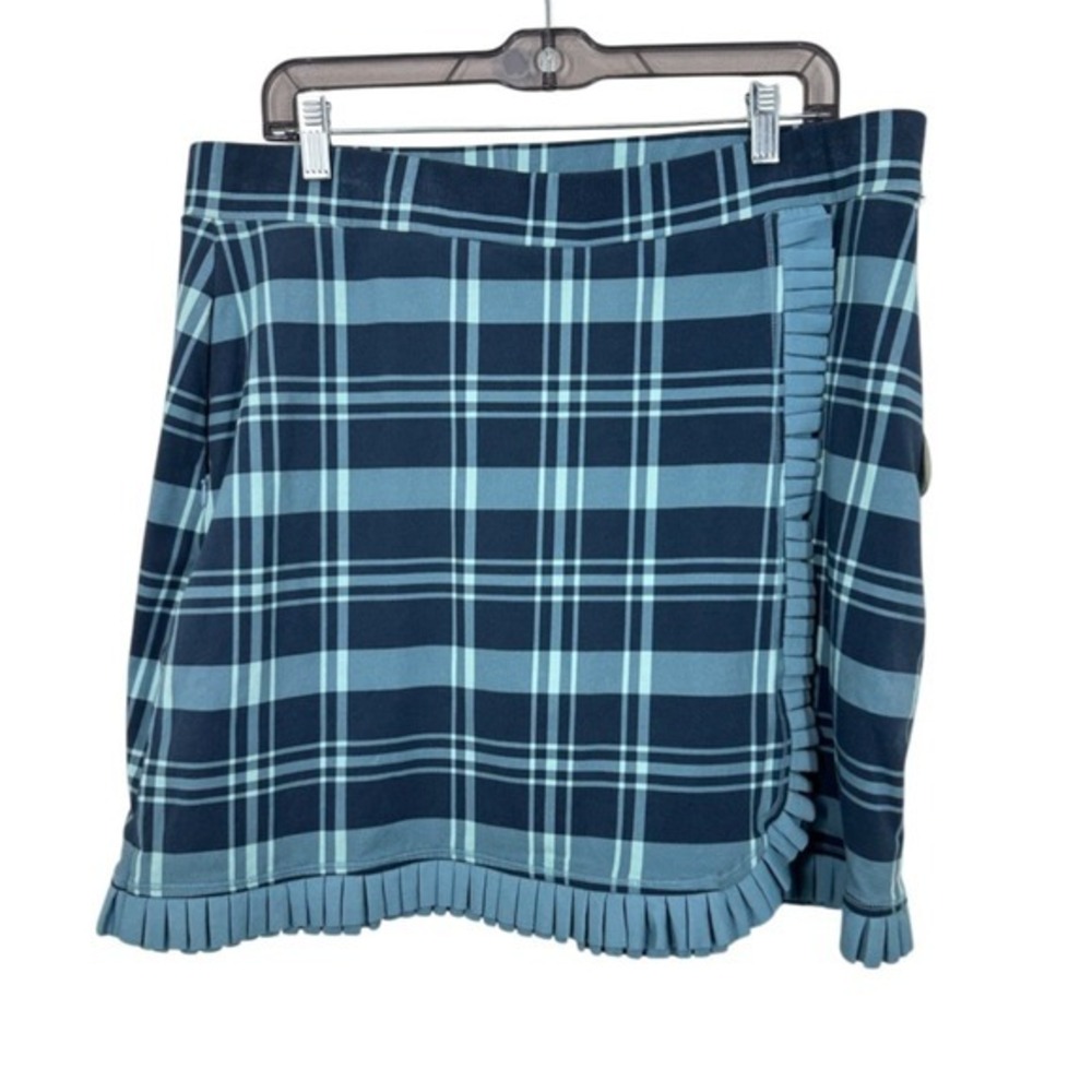 Spartina 449 Blue Plaid Ruffle Trim Golf Skort XL Summer‎ Travel Comfort NWT